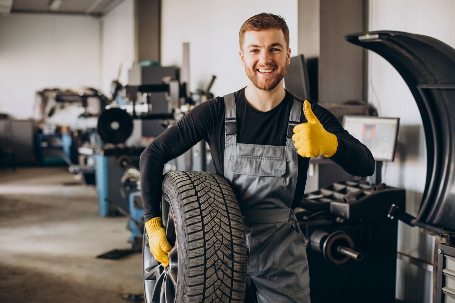 Mechanic changing a car wheel